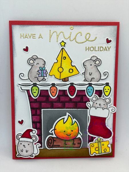 Have A Mice Holiday, Mice, Cheese, Fireplace