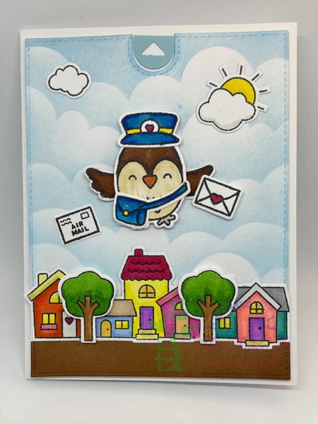 Owl, Air Mail, Houses, Interactive Card