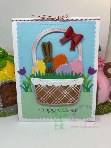 Chocolate Bunny, Eggs, Basket, Flowers