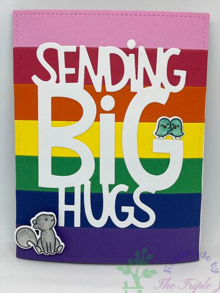 Sending Big Hugs, Rainbow, Birds, Squirrel