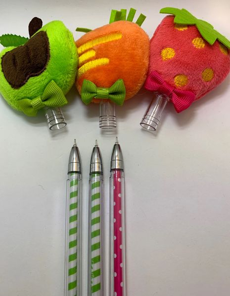 1 Plush Pen, Strawberry, Watermelon, Orange, Apple, Pineapple and Carrot