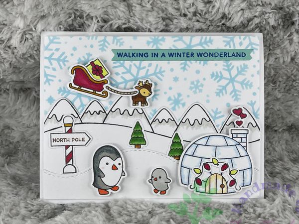 Walking in a Winter Wonderland, Penguin, Igloo, Deer, Sled North Pole