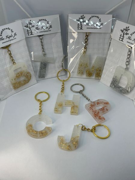 Resin Initial Keychain, Custom Made, Letter, Teacher Gift, Stocking Stuffer, Personalized, Special Gift, Alphabet