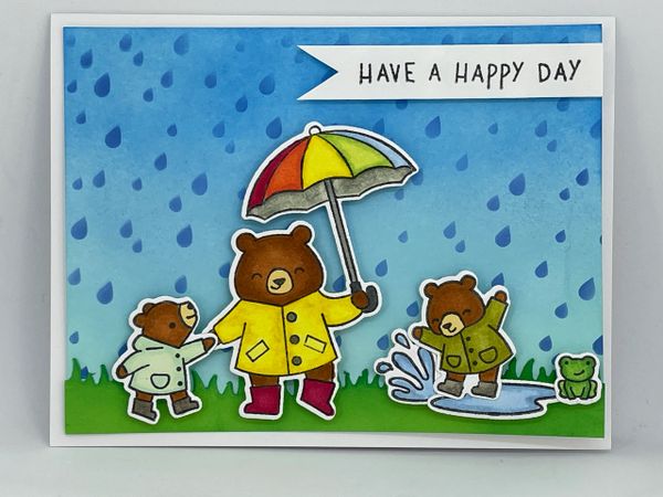 Have A Happy Day, Rain, Bear, Cute