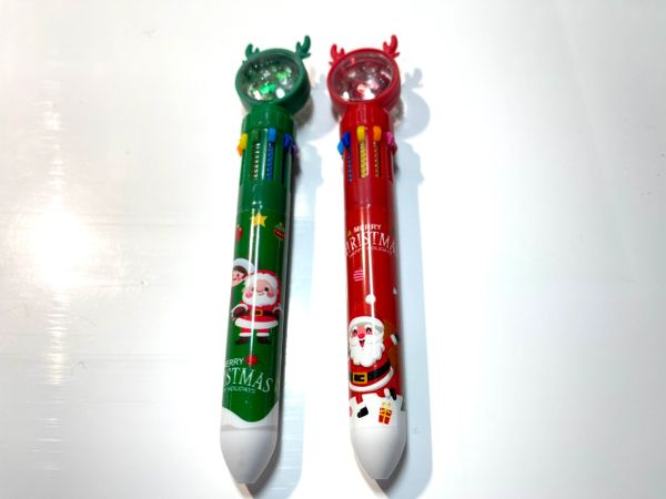 Christmas 10 in 1 pen, Shaker Pen, Red, Green, Gift, Reward, Stocking