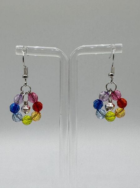 Rainbow Pearl Bead Earrings, Acrylic Bead, Rainbow Gift, Rainbow Earrings Dangle