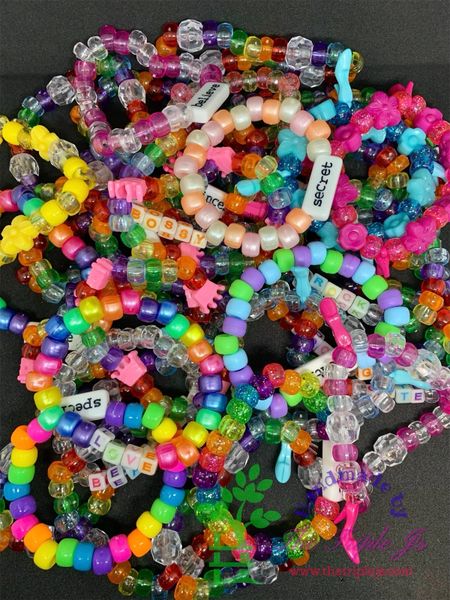 10 Random Pick Kandi Bracelet, Words, Rainbow, Sparkle