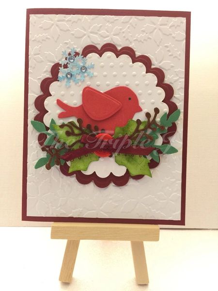 Handmade Card with Gift Tag, Bird, Holidays