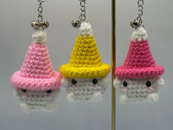 Crochet Mushroom Keychain, Mushroom with Party Hat, Handmade Keychain