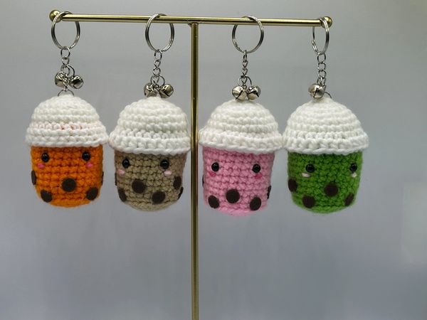 Crochet Cute Boba Drink Keychain, Cute Keychain, Handmade Keychain