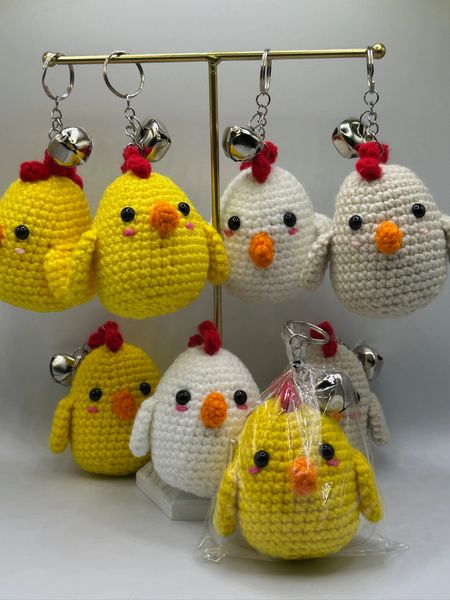 Crochet Chicken Keychain, Cute Keychain, Handmade Keychain