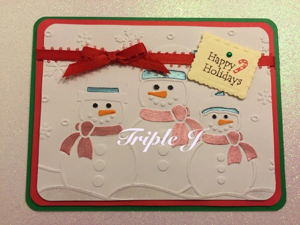 Happy Holidays, 3 Snowman, Embossed