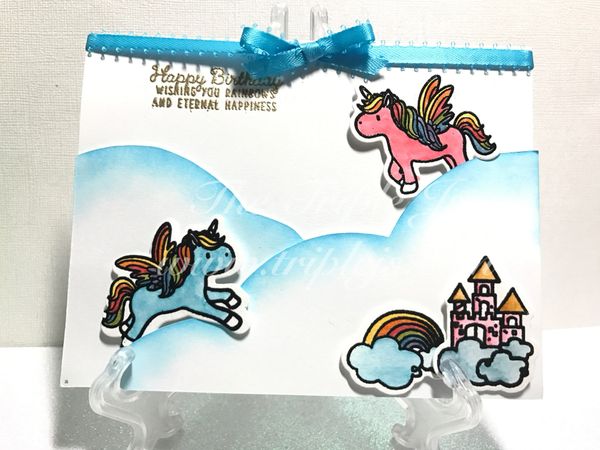 Unicorn, Birthday, Rainbow, Castle, Cloud