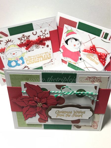 Set of 9 Christmas Cards, Snowman, Penguin, Flower