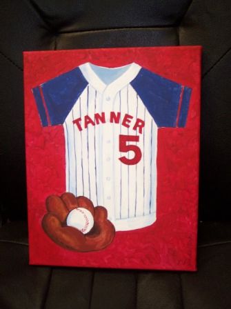 BASEBALL PAINTING BY TIRK-11"X14" - PERSONALIZED ORIGINAL