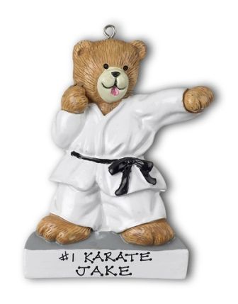Standing Karate Bear Personalized Ornament