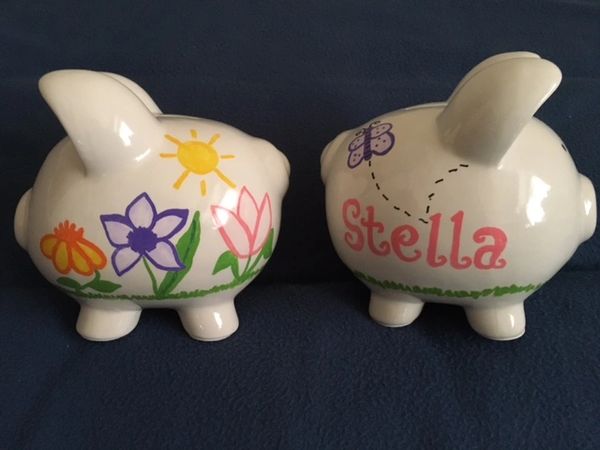 PERSONALIZED SPRING FLOWER PIGGY BANK-LARGE