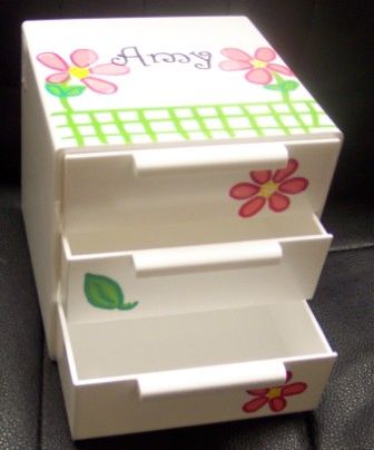 PERSONALIZED 3 DRAWER JEWELRY BOX-HAND PAINTED IN PB FLOWER MOTIF