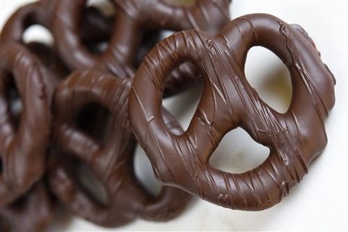 Dark chocolate covered pretzels