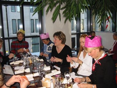 Christmas lunch with crowns