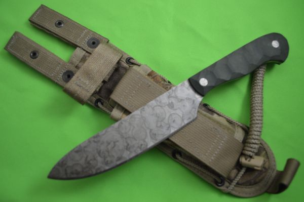 James Scroggs Model 6 "Hold The Mustard" Finish, Green Warwood Handle, Spec-Ops Sheath