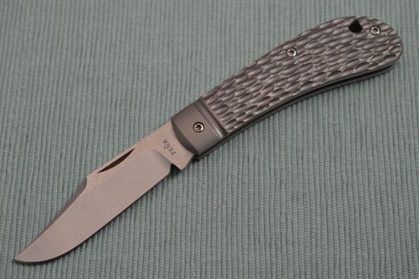 Enrique Pena Custom Lanny's Clip Slip-Joint Knife, Jigged Titanium Handle (SOLD)