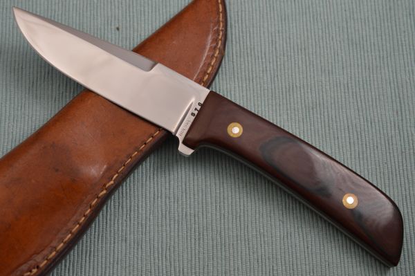 Chubby Hueske Fixed Blade Hunting Knife, Leather Sheath