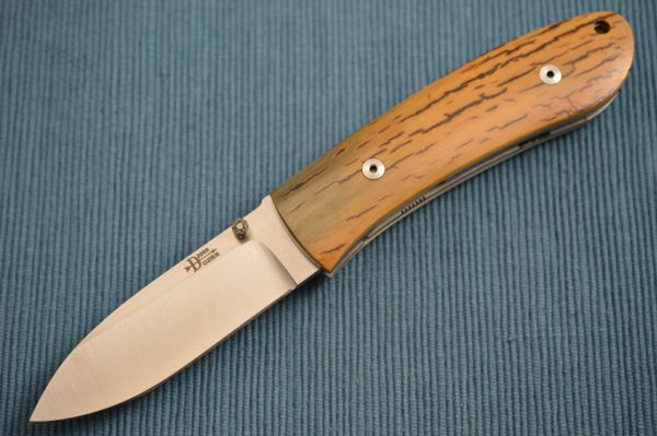 Bob Dozier Large Folding Hunter, Fossil Scales, D2 Blade, DK-LFH