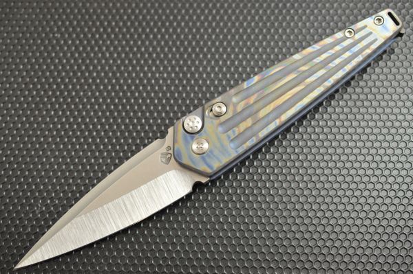 Medford Knife and Tool Flamed Blue NOSFERATU Auto Folder (SOLD)