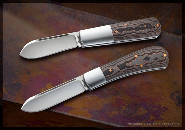 Bobby House Copper Fat Carbon BARLOW, Slip-Joint Folding Knife