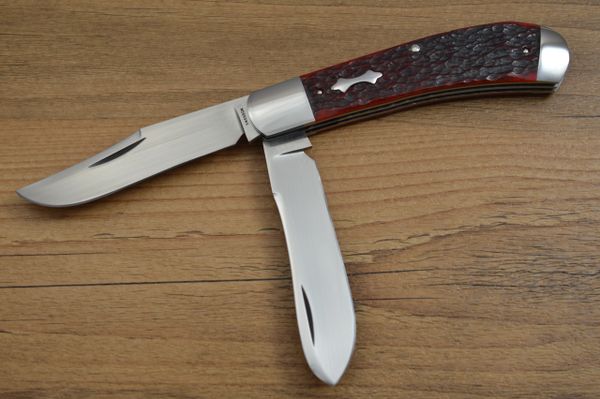 Luke Swenson Large 2-Blade Trapper Catalina Jigged Bone Slip-Joint Folding Knife