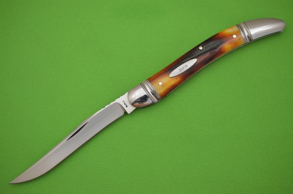 Bill Ruple Stag Texas Toothpick, File-Worked Spring and Liners, Slip-Joint Folding Knife (SOLD)