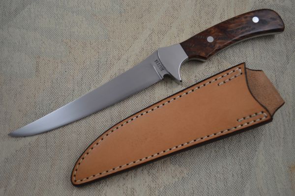Mike Ruth, J.S. Boning Knife in Redwood Burl with Kenny Rowe Sheath (SOLD)
