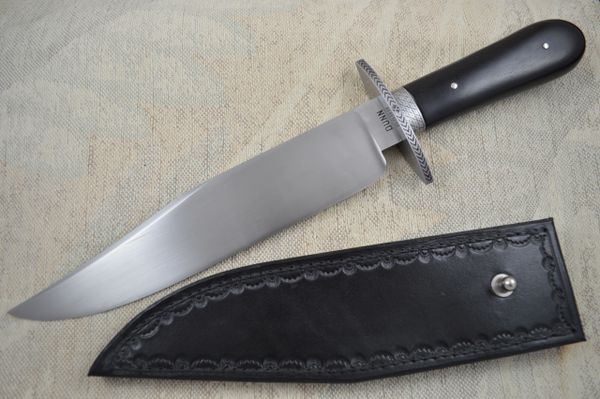 Steve Dunn, M.S. Engraved Carbon Bowie, African Blackwood Handle (SOLD)
