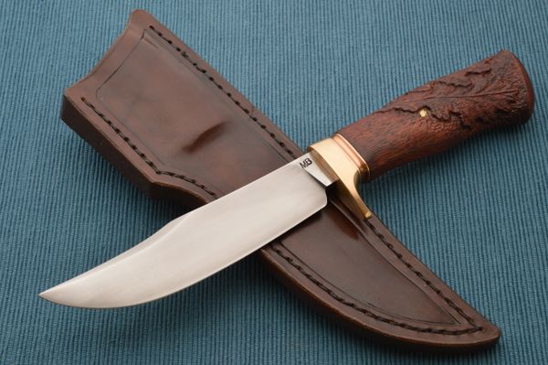 Mark Banfield Bloodwood Clip Point Hunter and Tooled Leather Sheath