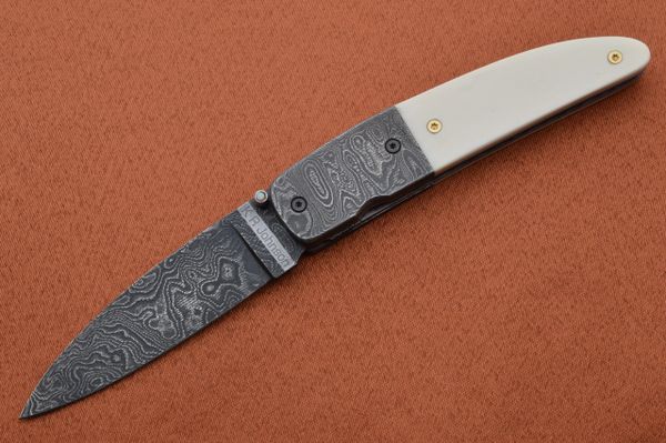 K.R. Johnson Damascus Liner-Lock Folding Knife