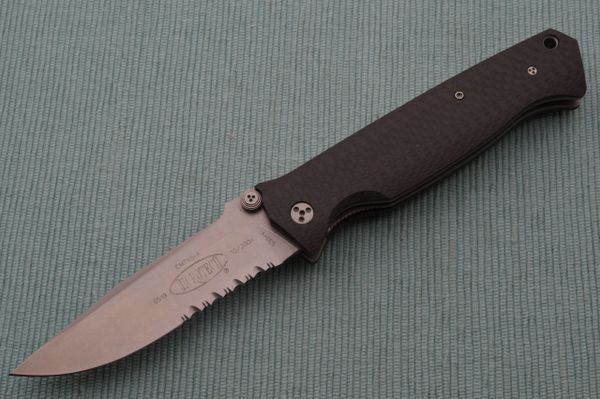 Microtech CMTX5-A Carbon Fiber, Partially Serrated, D/A Liner-Lock Folding Knife (SOLD)
