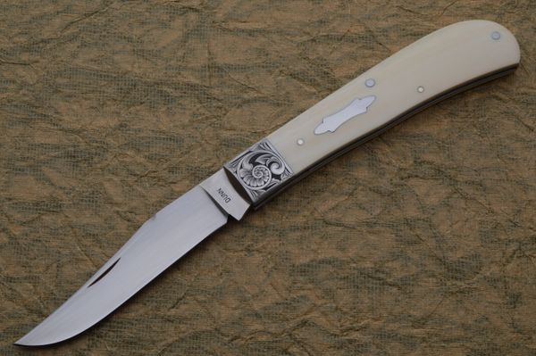 Steve Dunn M.S. Large Engraved Trapper, Slip-Joint Folding Knife