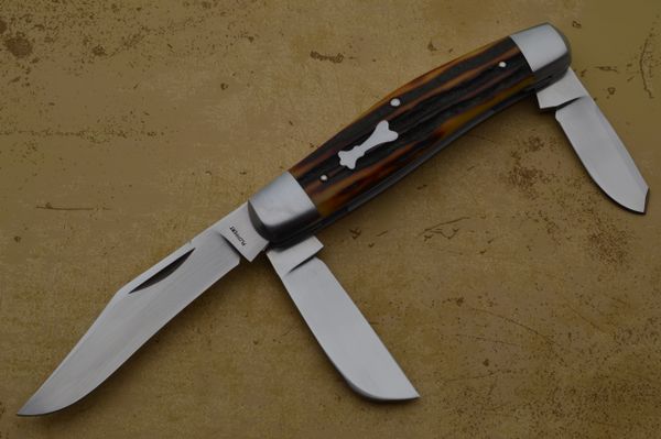 Tom Ploppert Large 3-Blade Stag Stockman Slip Joint Folding Knife
