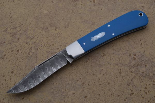 Jason Ritchie Damacus "Roscoe P. Trapper" Vintage Westinghouse Blue Ivorite Micarta (SOLD)