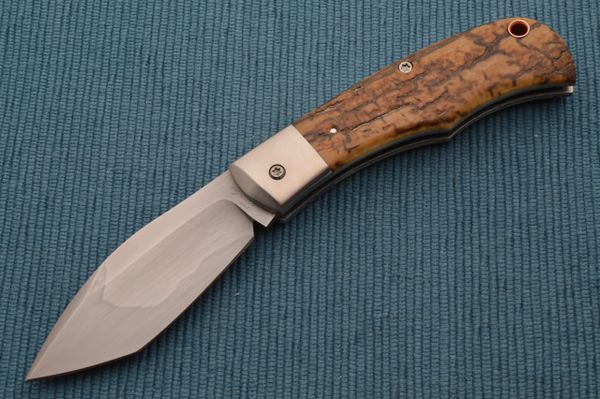Chris Taylor Bark Mammoth Nessmuk, W2 Tool Steel Blade Hamon, Slip-Joint Folding Knife