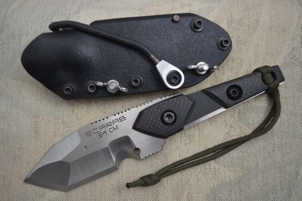 Dwaine Carrillo SCARAB Model 7, Tactical Fixed Blade, Kydex Sheath, 1 of 2 (SOLD)