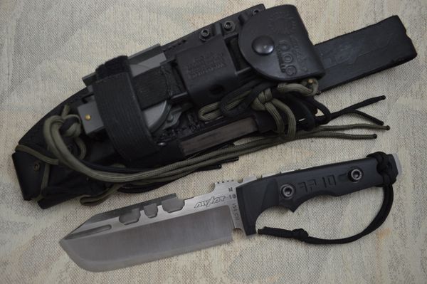 Dwaine Carrillo AIRKAT APACHE 10, Tactical Fixed Blade, Leather Sheath (SOLD)