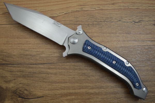 Darrel Ralph Designs AXD Frame Lock Flipper, 4" Tanto Blade, Blue G10 Overlay (SOLD)