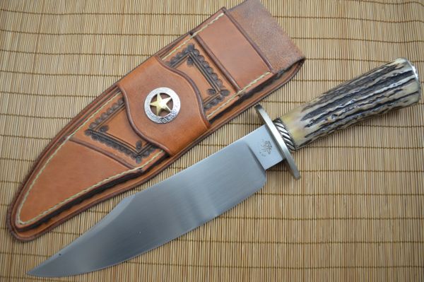 Joe Keeslar, M.S. Stag Bowie, Silver Fittings, Leather Sheath (SOLD)