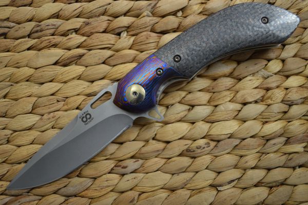 Olamic Cutlery Wayfarer Compact "One Off", Titanium-Damascus Clip / Backspacer, LSCF Scales (SOLD)