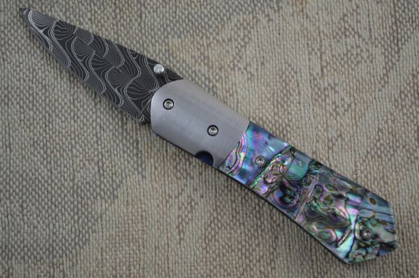 Mike Dilluvio Damascus and Abalone Liner Lock Folder (SOLD)