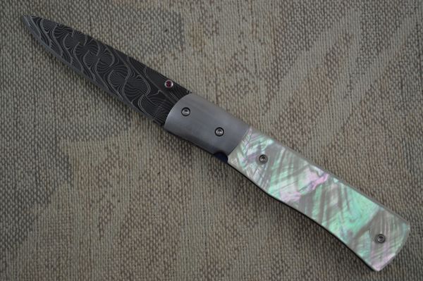 Mike Dilluvio Damascus and Pearl Liner Lock Folder (SOLD)