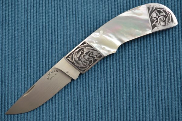 Jack Busfield Pearl Lock-Back Folder, Steve Lindsay Engraving (SOLD)