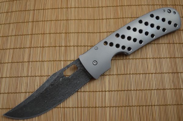 Tom Mayo 25th Anniversary Damascus Blade, Frame-Lock Folder (SOLD)